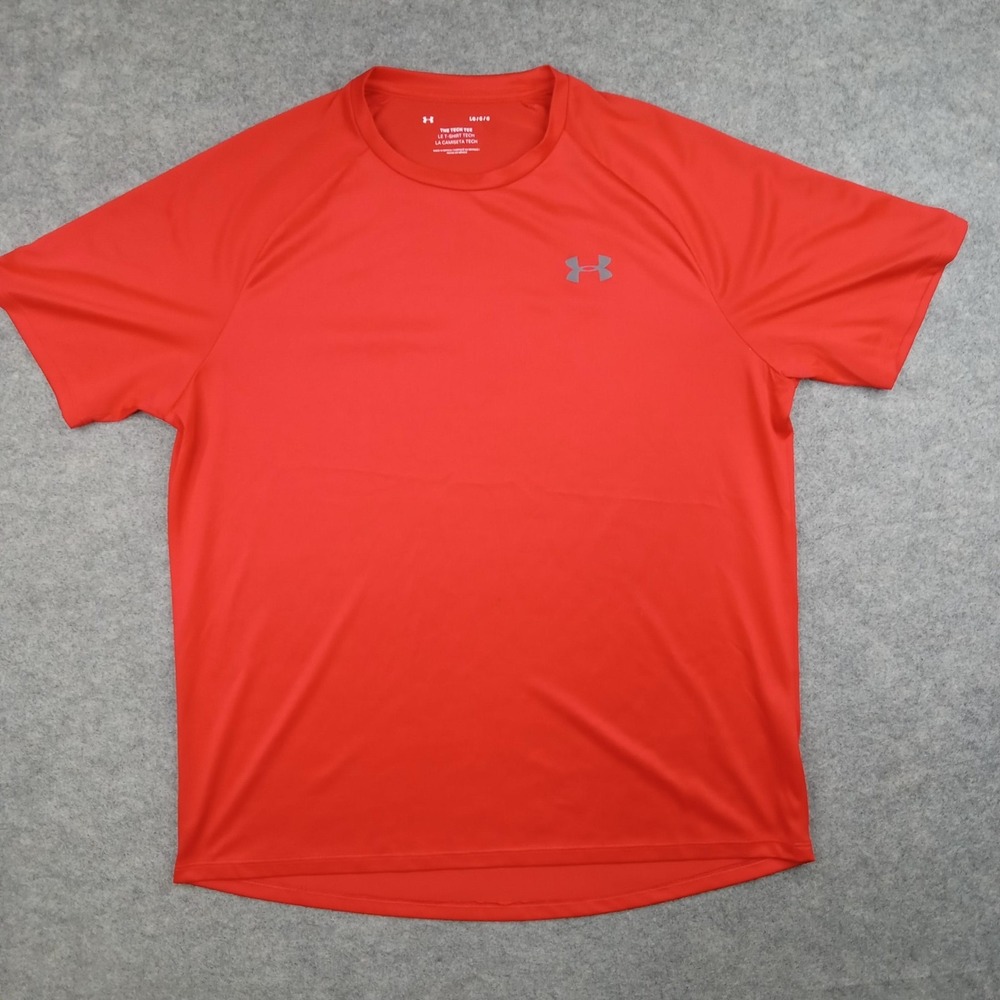 Under Armour Shirt Mens Large Red The Tech Tee Short Sleeve Athletic Top Gym